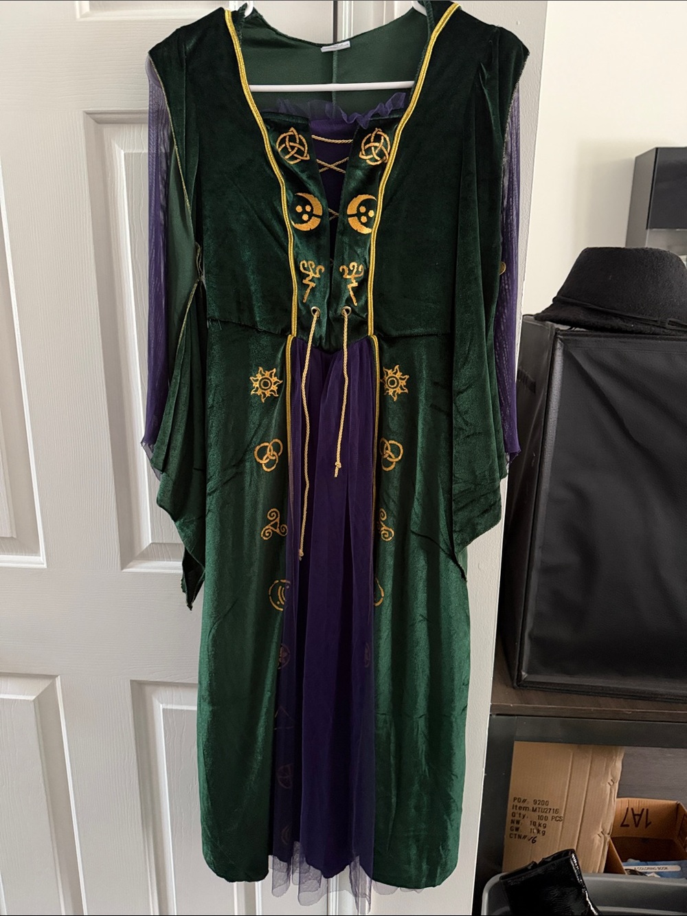 Disney Green and Purple Hocus Pocus -Inspired Maxi Dress with Gold Trim